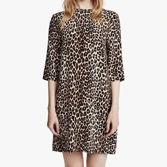 EQUIPMENT FEMME NEW Aubrey Leopard Print Silk Shift Dress XS - Picture 6 of 13